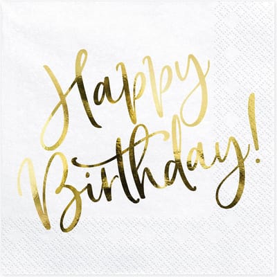 PARTYDECO - 20 papieren servetten Happy Birthday 33 x 33 cm