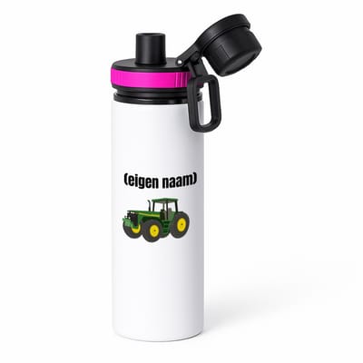 Hacebo® - Tractor waterfles met draaidop roze - Boer - Boer of boerin - met eigen naam - leuk cadeau voor iemand die op de boerderij werkt - cadeau - kado - water fles - 850ML
