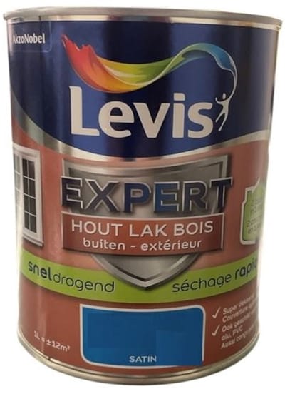 Levis Expert Hout Lak Buiten Satin Sneldrogend - Kwalitatieve watergedragen zijdeglanslak - Hout en diverse ondergronden - 1 L - RAL 9010 Pure White ( gebrokenwit)