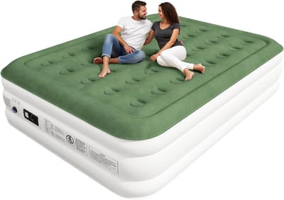 TIM® Luchtbed met Ingebouwde Pomp - Luchtmatrass - Luchtbed - voor 2 Personen - Zelfopblazend - Groen - 205cm x 152cm x 40cm