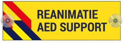 Reanimatie AED support autobordje met boorgaten en zuignapjes | gecoat dibond materiaal | 21 x 7 cm