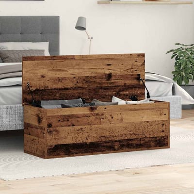 vidaXL - Opslagdoos - Oud - Hout - 102 - x - 35 - x - 35 - cm - Bewerkt - hout