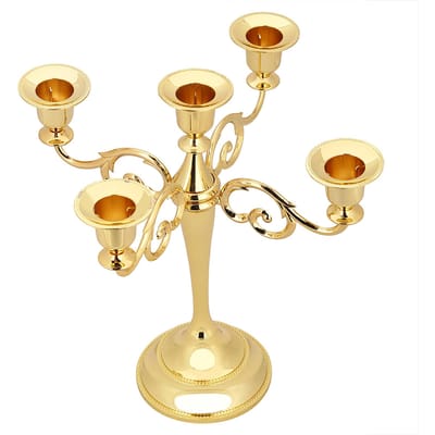 5 Armen Vintage Kandelaar Metalen Ambachten Kaarsenhouder Standaard Bruiloft Feest Huisdecoratie zwart
