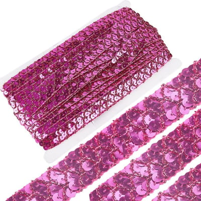 ONF3 - Sequins Ribbons Trim - Creatieve Projecten - Diep Roze - Kleding Decoratie - 13m x 2cm - Geschikt voor Kleding - Diep Roze