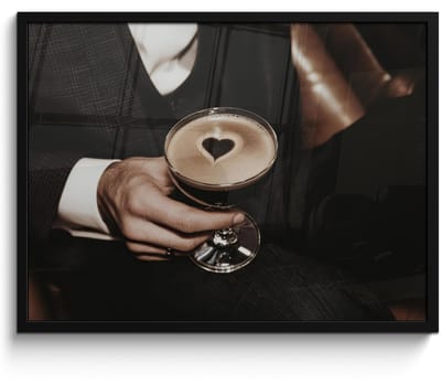 Fotolijst inclusief poster - Posterlijst 70x50 cm - Posters - Hartje - Cocktail - Espresso Martini - Hand - Foto in lijst - Keuken decoratie muur - Wanddecoratie accessoires - Muurdecoratie - Schilderijen