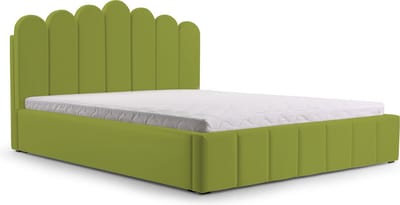 Tweepersoonsbed met fluwelen bekleding, met hoofdeinde, lattenbodem, bed voor volwassenen - BED 03 - 160x200 - Groen (TRINITY 12)