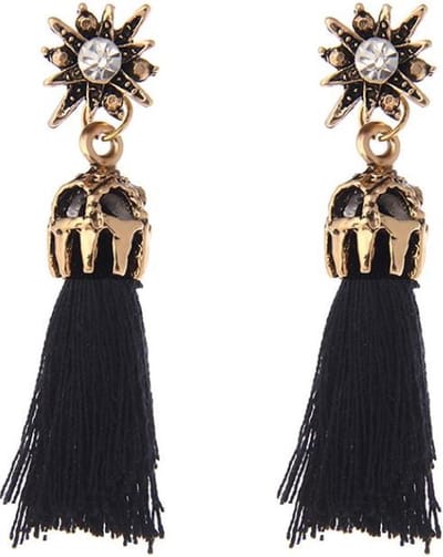 Fako Bijoux® - Oorbellen - Kwastjes - Ster Kristal - Zwart