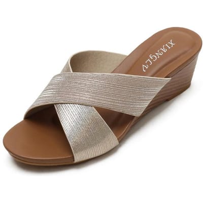 Grote Maten 36 -44 45 Dames Sleehakken Sandalen Slippers Middelhoge Hak X Kruisband Vrouwelijke Grote Maat Moderne Slippers Zomerschoenen Nieuw 41 gray