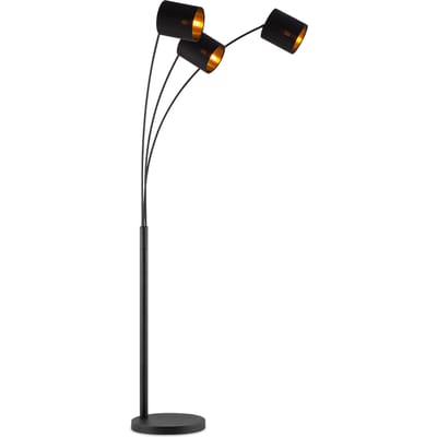 Moderne Vloerlamp - 80/33/190cm - Zwarte - 3L Staande Lamp met Lampenkap - Inclusief LED E27 Lichtbron 9W 470Lm - met voetschakelaar - voor slaapkamers en thuiskantoren