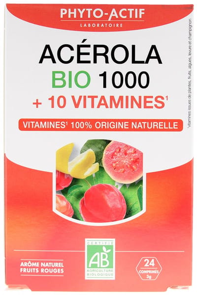 Phyto-Actif Acerola 1000 + 10 Biologische Vitaminen 24 Tabletten