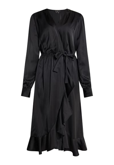 Faina Midi-jurk met lange mouwen Dames zwart