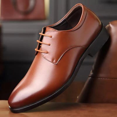 Jeugd Britse Casual Zakelijke Kleding Schoenen Herenschoenen Bruiloftsschoenen Binnen Verhoogde Zachte Zool Enkele Schoenen Zacht Oppervlak Werkschoenen 43 brown