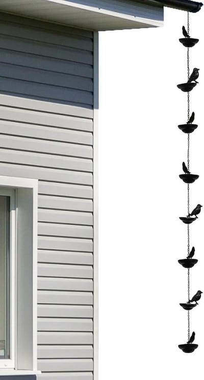 Decoratieve Regenketting - Metalen Vogelketting - Waterafvoer Tuin - Roestbestendige Afwerking - 100 cm Lengte - Zwart