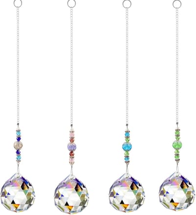 Heldere Kristallen Prism Bol - 4 stuks - Kristallen Zonnevangers - Kleurrijke Raamhangers - Zonnevanger voor Raam - Kristallen bollenprisma - Raamkristal - Suncatcher Prisma - Kristallen om op te hangen - Zonnehanger - Voor raam, tuin- Woondecoratie