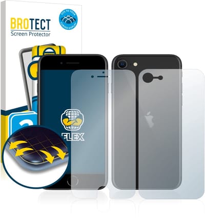 BROTECT - Screenprotector voor Apple iPhone SE 2 / SE 3 (Voorkant + Achterkant) - Folie Beschermfolie transparant volledig dekking - 2 Stuks