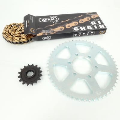 Kit chaîne Afam pour moto Suzuki 125 DR SE 1994 à 2000 16X53 pas 428 Neuf