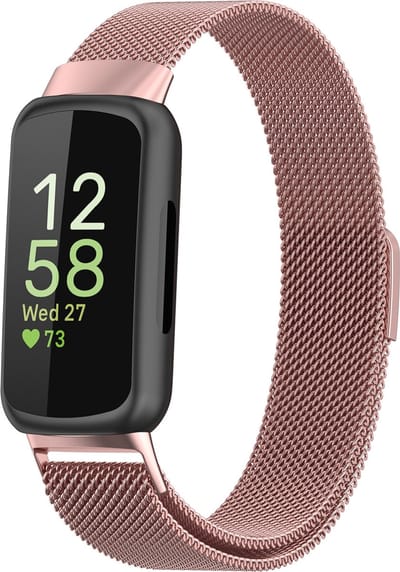By Qubix - Compatible Fitbit bandje - Geschikt voor fitbit Inspire 3 - Milanese bandje - Rosé goud
