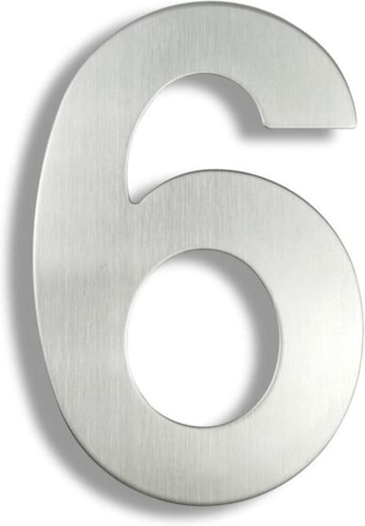 Huisnummer Zilver RVS nr. 6 - 15 cm hoog - Modern RVS Huisnummer - Roestvrij Staal