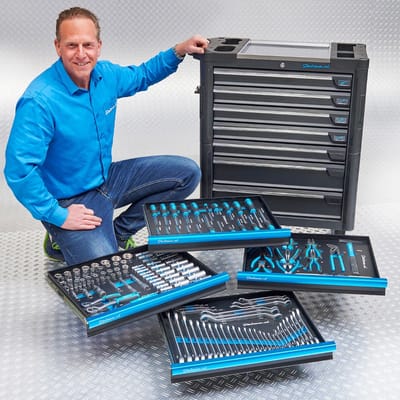 Datona® Gereedschapswagen “tech-line” 80 cm + 153-delige gereedschapsset - Zwart