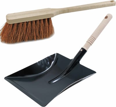 Sorex Stoffer en blik van zwart metaal - en kokosvezel veeg borstel - voor binnen en buiten - Extra lange stoffers van 45 cm