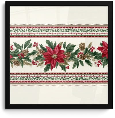 Poster in lijst - Fotolijst 40x40 cm - Posters - Kerststrook - Pointia - Rood - Groen - Posterlijst zwart - Decoratie - Wanddecoratie woonkamer - Muurdecoratie slaapkamer - Kerstversiering - Kerstdecoratie voor binnen - Kerstmis