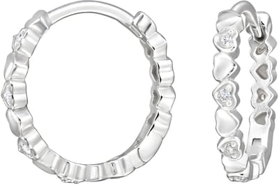 Heart Band Zilveren Huggie Oorbellen met 12x Cubic Zirconia
