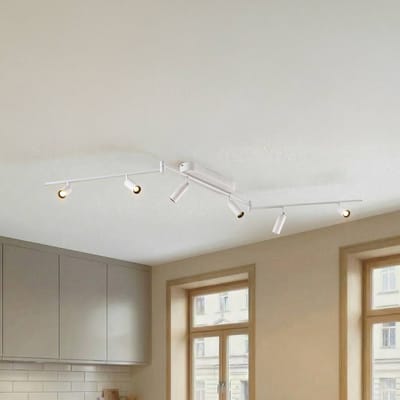 Lindby - LED plafondlamp - 6lichts - Metaal, PVC - H: 20 cm - wit - Inclusief lichtbronnen