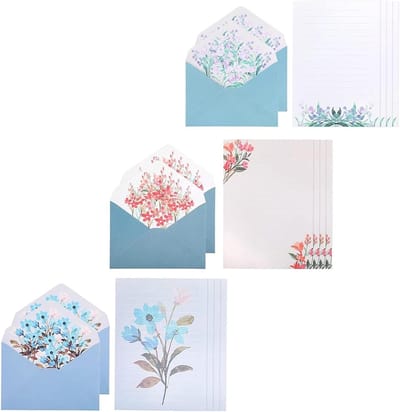12 Enveloppen en 6 Extra Enveloppen, 18-delige Set voor Schrijfpapier, Unieke en Lieve Lijnpapier Set in Meerdere Kleuren