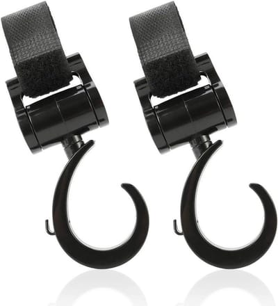 Buggy Clips - Kinderwagen Haken - Tassen Ophangen - Universeel Verstelbaar - 2 Stuks - Zwart