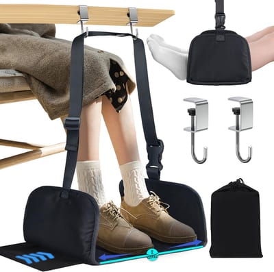 Unyqoos ® Verstelbare Voetenhangmat voor Reizen en Kantoor met Geheugenschuim voor Ultiem Comfort