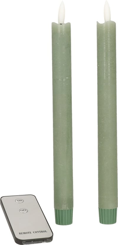 Anna's Collection LED dinerkaarsen - 2x st - jade groen - 23 cm - afstandsbediening - kaarsen