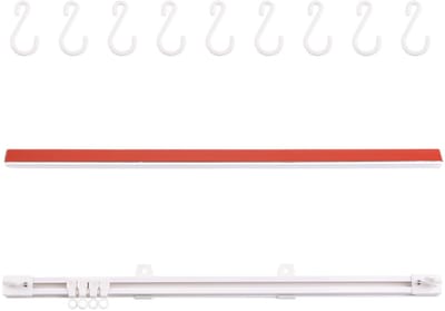 Dailygoods- Gordijnrail Wandmontage - Plafondrail zonder boren - Kamerverdeler - Gordijnhangers - Kunststof - Wit - Inclusief 1 set