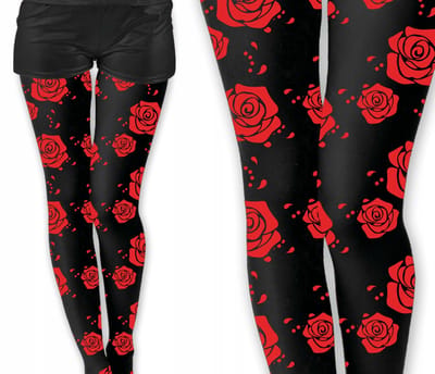Zwarte Damespanty met Rode Rozen Halloween Carnaval Kostuum black