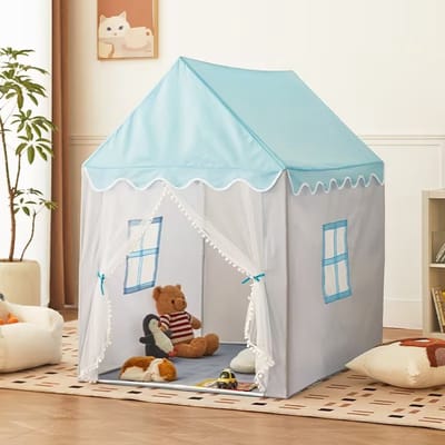 Kinder Speeltent Prinsessenkasteel voor Meisjes & Jongens – Indoor Speelhuis Speeltent Zonder LED-Verlichting – Blauw – 105 x 120 x 128 cm