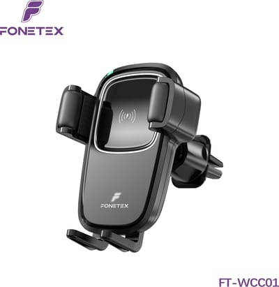 FoneTex Draadloze Auto Oplader 15W - Geschikt Voor Apple/Samsung - Draadloos Opladen - Fast Charger