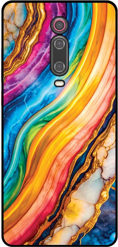 Smartphonica Telefoonhoesje Geschikt voor Xiaomi Mi 9T met Regenboog Goud Marmer Opdruk - TPU Backcover Case Rainbow Gold Marble Design geschikt voor Xiaomi Mi 9T