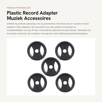 Dailygoods - Plastic Record Adapter - Muziek Accessoires - 5 Stuks - Traditionele Grammofoon - Ideaal voor Platenverzamelaars - Geschikt voor Vinyl