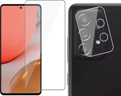 Screenprotector geschikt voor Samsung A72 + Camera Lens - Glas Screen Protector