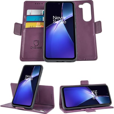 Geschikt voor OnePlus Nord CE4 Lite - Book Case Hoesje - Uitneembaar Hoesje - Magnetische Sluiting - Portemonnee Paars