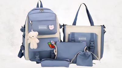 5-Delige Set / schooltas / Schoolrugzak / Rugtas / School bag / Schooltassen / Schoudertas / Rugzak Set / Schooltas set / Boekentas / Etui / Blauw