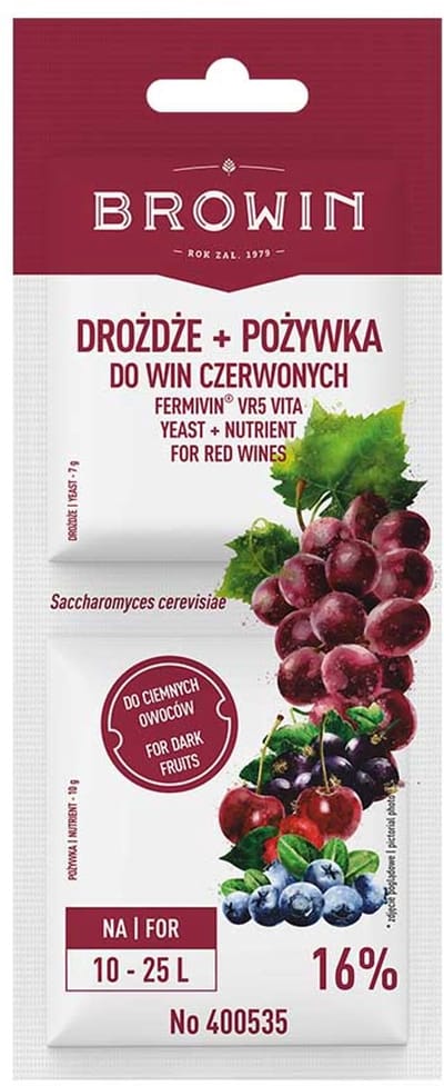 Browin Fermivin VR5 VITA - Rode Wijngist - 7g - Complete Fermentatie - 10-25L Bereiding