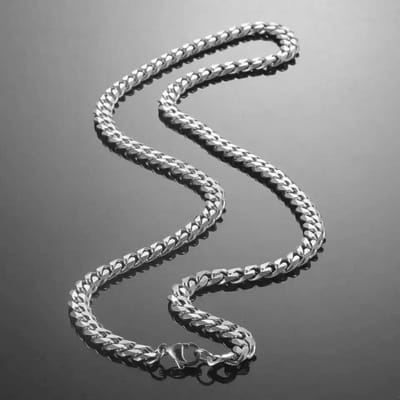 Cuban Link Heren Ketting Zilver kleurig - Staal - 7mm - Dikke Schakels - Kettingen - Schakelketting - Papa Cadeau Voor Mannen - Vaderdag