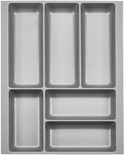 ORGA-BOX 2 Besteklade diepte: 461 x breedte: 359 mm zilvergrijs met canvas structuur voor 45 cm Nobilia lade tot 07/2012 (AUB BINNENWANDEN METEN!)