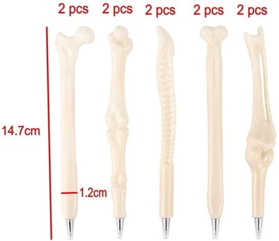 Balpen 10 stuks - Botvorm - Grappige pen - Blauwe inkt - Cadeau voor gezondheidswerkers - Hard plastic - Totale lengte 14,7 cm