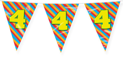 LUQ – Vlaggenlijn Happy Party 4 Jaar – Veelkleurig – 10 m Luxe Verjaardag Feest Versiering – Slinger – Direct Ophangen