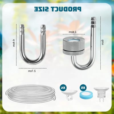 CO2 diffuser aquarium 3m - aluminium - met zuignappen en U-pijp - optimale CO2 toevoer voor planten - ShopVlot