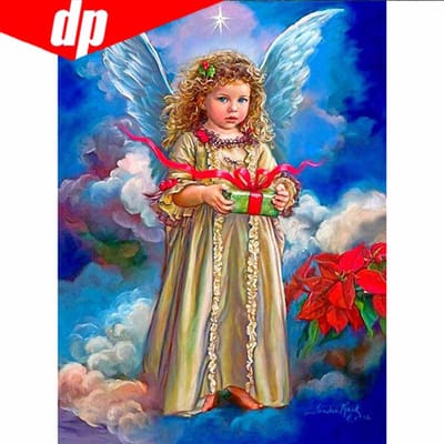 Peinture Diamant 5D DIY Diamant Rond Complet  Cadeau Bébé Ange  Broderie Point de Croix 20X30