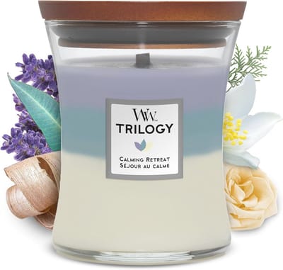 Medium Hourglass Trilogy geurkaars | Calming Retreat | Houten lont | Brandtijd tot 60 uur