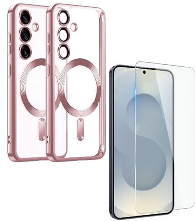 Backcover hoesje Geschikt voor: Samsung Galaxy A36 - met 2x Screenprotector [magnetische hoes] compatibel met MagSafe Dames Heren - Rosegoud