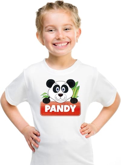 Pandy de panda t-shirt wit voor kinderen - unisex - pandabeer shirt - kinderkleding / kleding 110/116